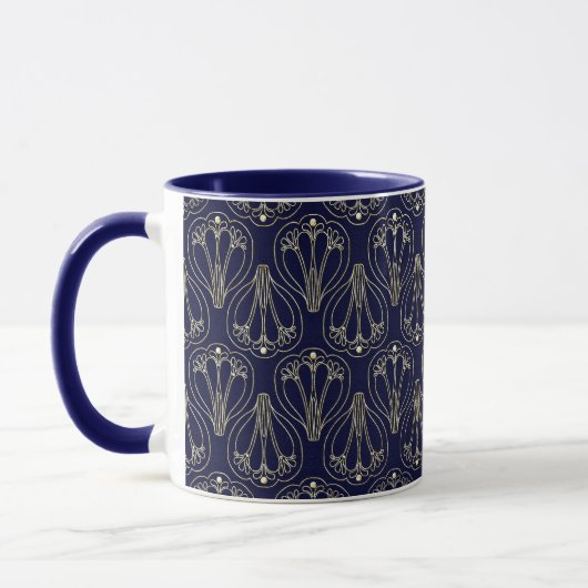Art Nouveau Navy Blue en Gold Mok (Links)