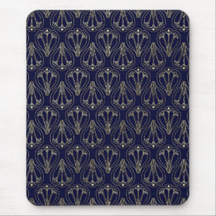 Art Nouveau Navy Blue en Gold Muismat