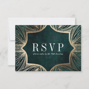 Art Nouveau nepgouden trouw-RSVP kaart, RSVP Kaartje