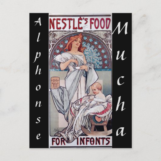 Art nouveau, Nestle baby eten door Alphonse Mucha Briefkaart (Voorkant)