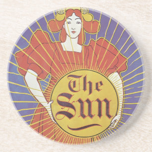 Art Nouveau, New York Sun Newspaper Zandsteen Onderzetter