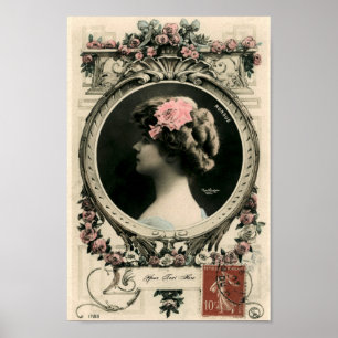 Art Nouveau "Nungue" Foto Lijst Sjabloon Poster