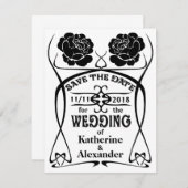 Art Nouveau Old West Roos Wedding Save the Date (Voorkant / Achterkant)