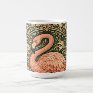 Art nouveau ontwerp met roze flamingo's in vintage koffiemok