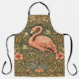 Art nouveau ontwerp met roze flamingo's in vintage schort