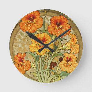 Art Nouveau Oost-Indische-Kers Bloempatroon Ronde Klok