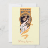 art nouveau oranje bruiloft uitnodiging (Voorkant)