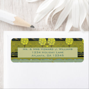  Art Nouveau Orchard Return-adres Etiket