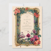 Art Nouveau Orchidee Lijst bruiloft Save The Date (Voorkant)