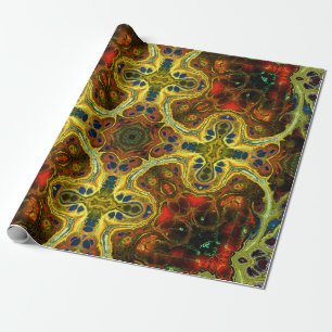 art nouveau ornamental patroon in groen, y cadeaupapier