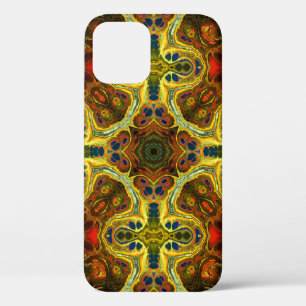 art nouveau ornamental  patroon in groen, y iPhone 12 hoesje