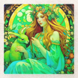 Art Nouveau Ostara Keltische Lente Glazen Onderzetter