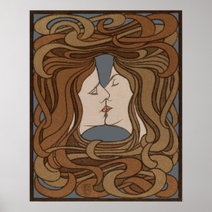 Art Nouveau Oud Kunstwerk De Kus Poster