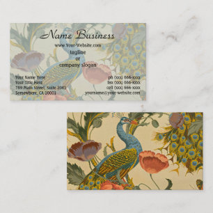 Art Nouveau Oud Peacock Klaproos Bloempatroon Visitekaartje