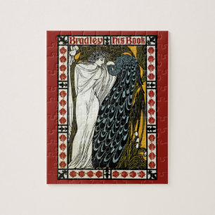 Art Nouveau Oude Kunst Deze Kus, Vrouw met Pauw Legpuzzel