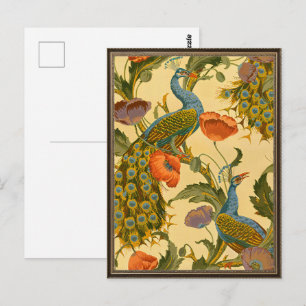 Art Nouveau Oude Pauwluister Bloemmotief Briefkaart