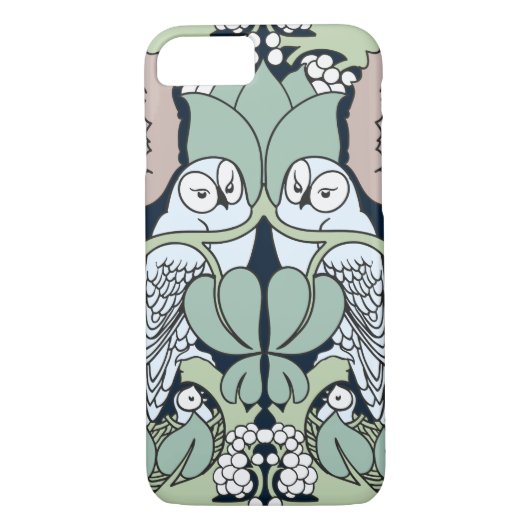 Art Nouveau Owls Nest Motif iPhone 7 coque (Dos)