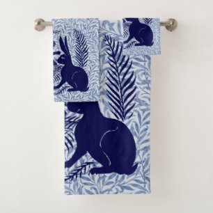 Art Nouveau Paar Konijnen De Morgan en Morris Bad Handdoek