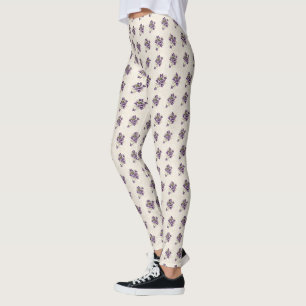 Art Nouveau Paarse Bloempatroon Leggings