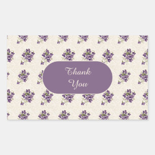 Art Nouveau Paarse Bloempatroon Rechthoekige Sticker