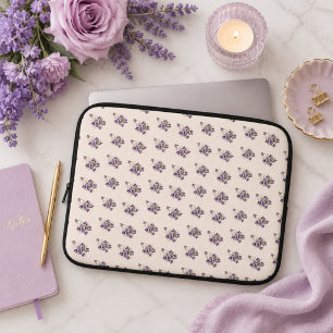 Art Nouveau Paarse Bloempatroon – Vintage Laptop Sleeve