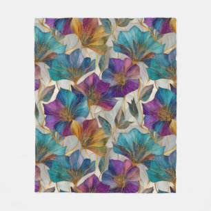Art Nouveau paarse clematis Fleece Deken