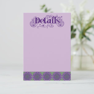 Art Nouveau Paarse Distel Wiel Verticaal Informatiekaartje