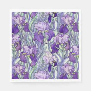 Art Nouveau paarse iris servetten
