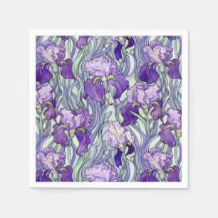 Art Nouveau paarse iris servetten