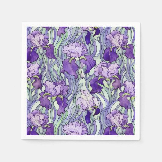 Art Nouveau paarse iris servetten (Voorkant)