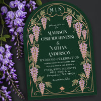Art Nouveau Paarse Wisteria Roze Gouden Trouwboog