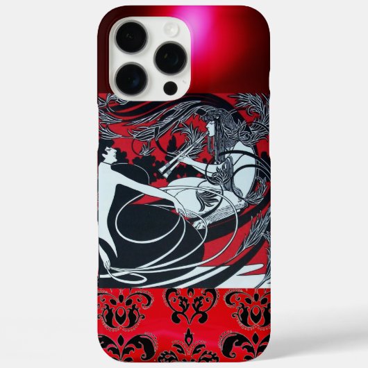 ART NOUVEAU PAN, RODE ZWARTE WIT DAMASK Case-Mate iPhone CASE (Achterkant)
