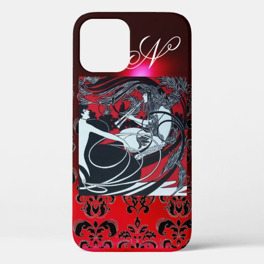 ART NOUVEAU PAN, RODE ZWARTE WITTE MONOGRAM Case-Mate iPhone CASE (Achterkant)