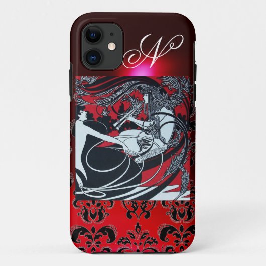 ART NOUVEAU PAN, RODE ZWARTE WITTE MONOGRAM Case-Mate iPhone CASE (Achterkant)