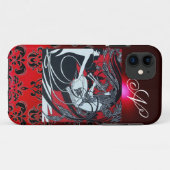ART NOUVEAU PAN, RODE ZWARTE WITTE MONOGRAM Case-Mate iPhone CASE (Achterkant (horizontaal))