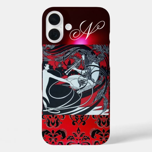 ART NOUVEAU PAN, RODE ZWARTE WITTE MONOGRAM Case-Mate iPhone CASE (Achterkant)