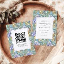  Art Nouveau Pastel Bloemen QR Code Huwelijk