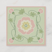 Art Nouveau Pastel Rose Vert Carré Carte de visite (Dos)