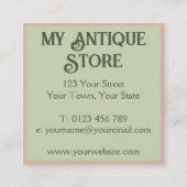 Art Nouveau Pastel Rose Vert Carré Carte de visite (Devant)