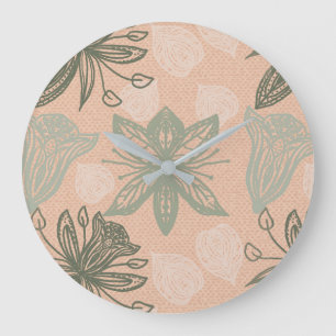 Art Nouveau Pastel Roze Vector Patroon Grote Klok