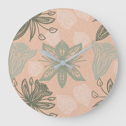 Art Nouveau Pastel Roze Vector Patroon Grote Klok (Voorkant)