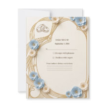 Art Nouveau Pastelblauw Gouden Huwelijksreactie RS
