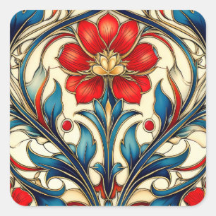 Art Nouveau Patroon Vierkante Sticker