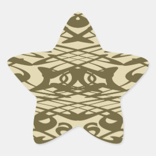 Art Nouveau Pattern in Beige en Brown. Ster Sticker