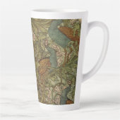 Art nouveau pauw bloem jacquard blauw groen latte mok (Rechts)