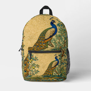 Art Nouveau Pauw Botanische Illustratie Bedrukte Rugzak