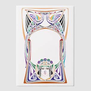 Art Nouveau Pauw dame Vellum Uitnodigingen