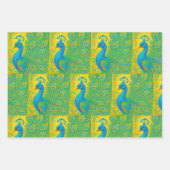 Art Nouveau Pauw Geel Damast Patroon Inpakpapier Vel (Voorkant 2)