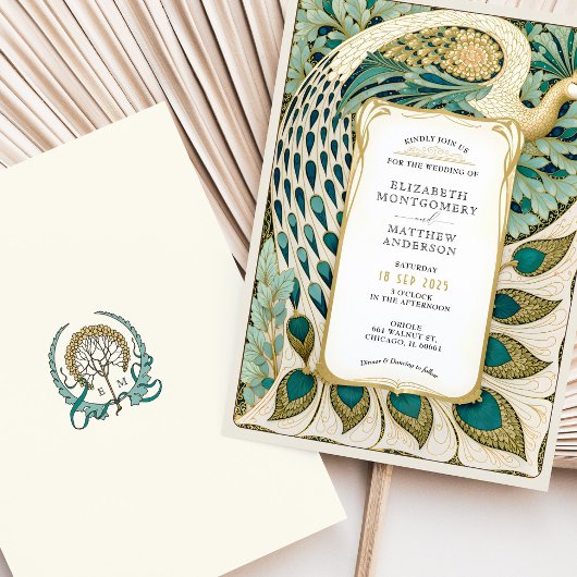 Art Nouveau Pauw Huwelijk Kaart