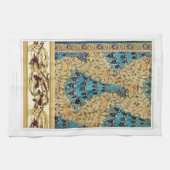 Art nouveau pauw textiel deco verneuil blauw theedoek (Horizontaal)